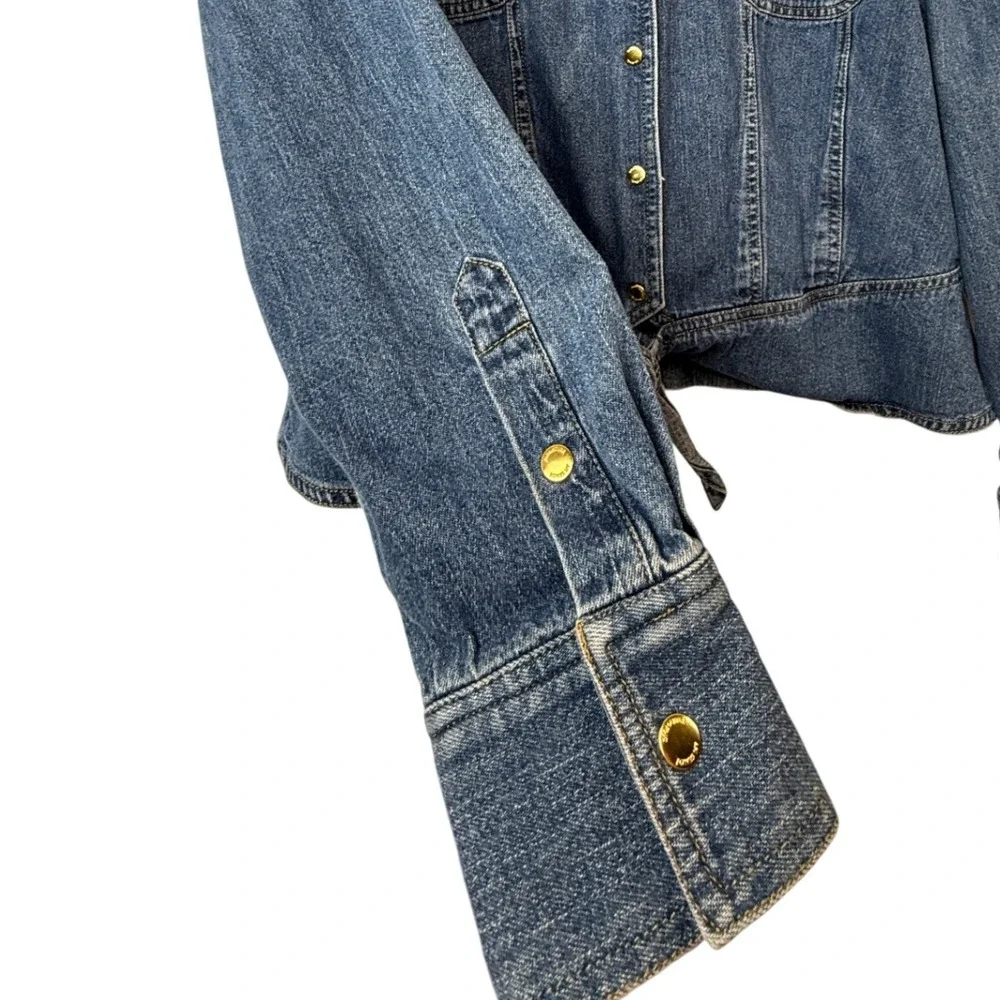 Signature‎ Jones NY Denim Button Up Tie Front Shirt Jacket Women's L - Picture 4 of 6